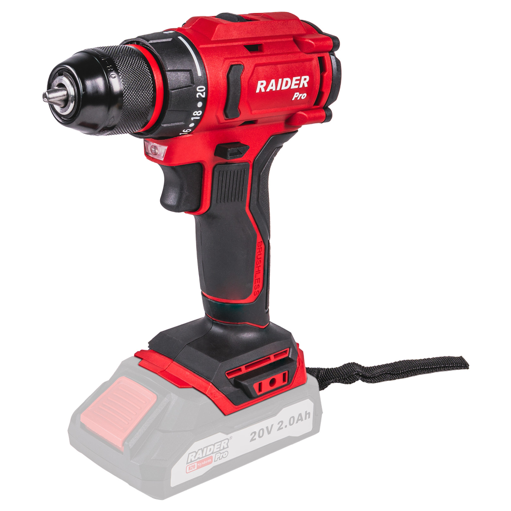 Raider Pro R20 Akku-Bohrmaschine bürstenlos 2-Gang 10mm 50Nm Solo – RDP-PBCDI20