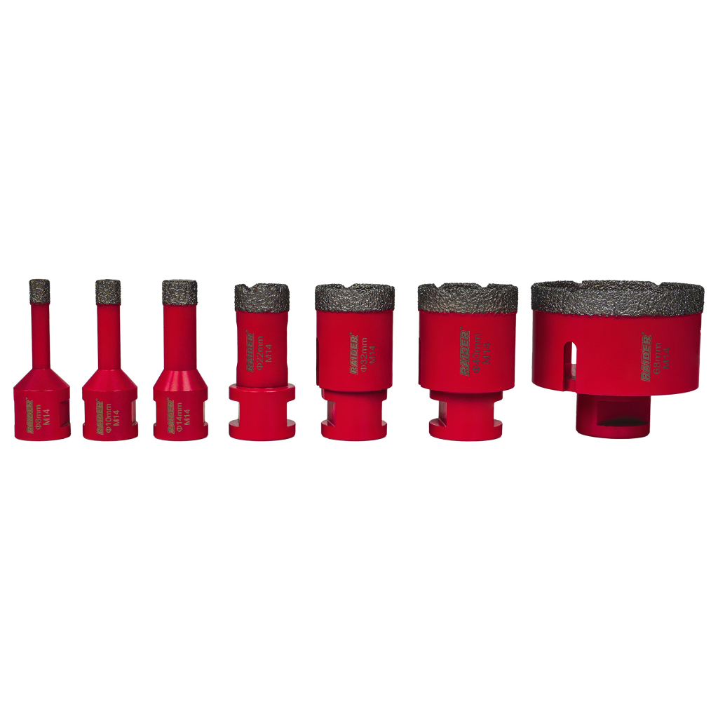 Raider Power Tools Diamond Dry M14 Ø8–68 mm Lochsägenset im Aluminiumkoffer
