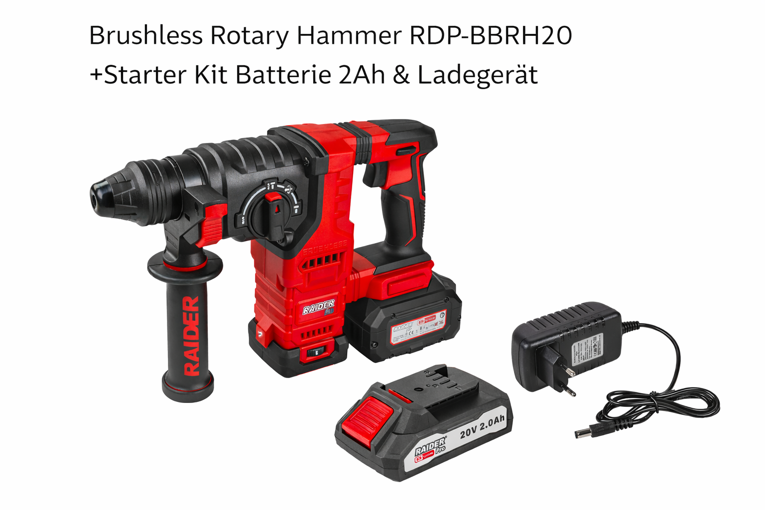 Bohrhammer brushless SDS-plus 3J  RDP-BBRH20 +Akku 2Ah- und Ladegerät-Set