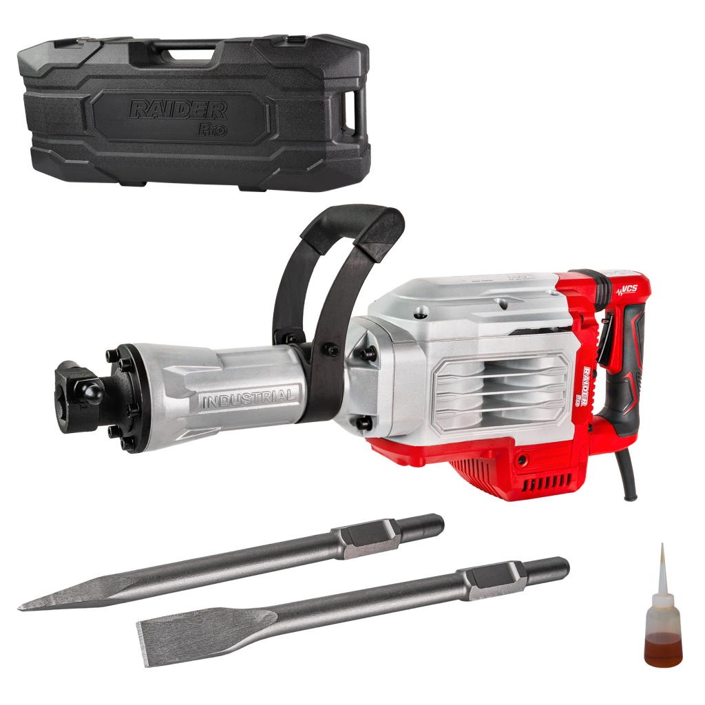 Raider Pro Abbruchhammer 1400 W – 30 J – HEX 30 mm – Antivibrationssystem – Transportkoffer – RDP-DH04