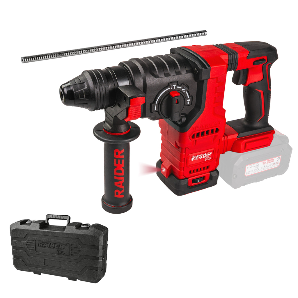 Raider Pro R20 Akku-Bohrhammer SDS-plus 3J 4-Funktion Brushless 26mm Solo – RDP-BBRH20