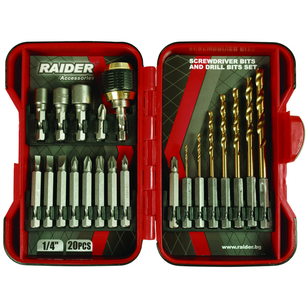Raider Power Tools Bits- und Bohrersatz 1/4" – 20-tlg.