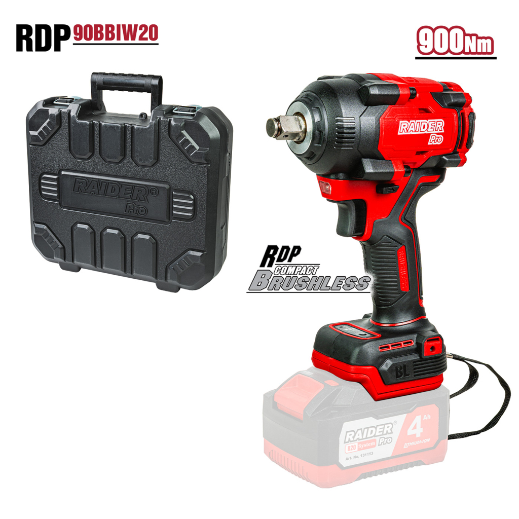 Raider Pro R20 Akku-Schlagschrauber 1/2" 550Nm Brushless & Koffer Solo – RDP-55BBIW20