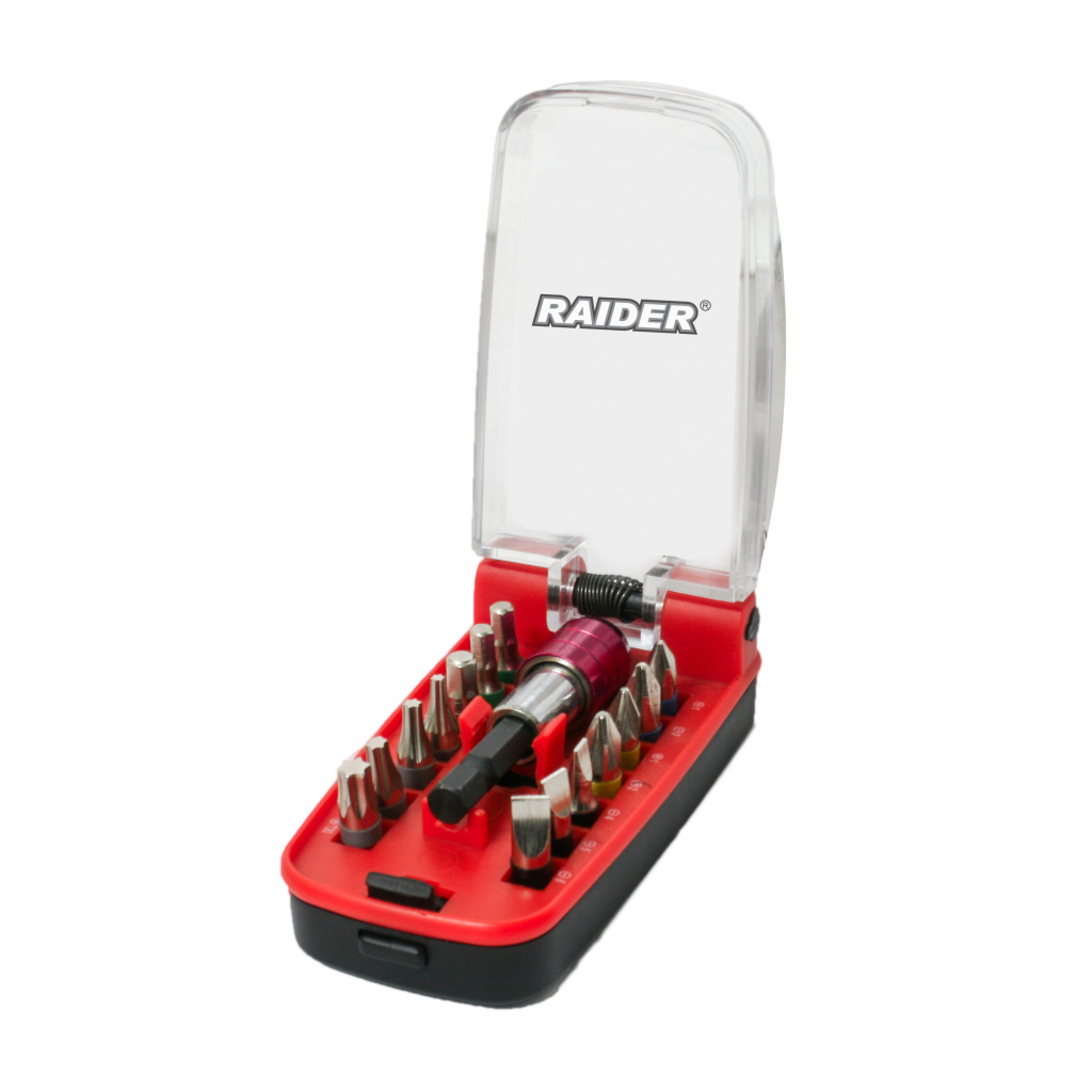Raider Power Tools Bitsatz mit Schnellwechsel-Magnethalter 1/4" – 15-tlg.